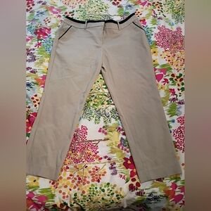Ann Taylor Tan Pants with Black Trim Ankle Length Size 16